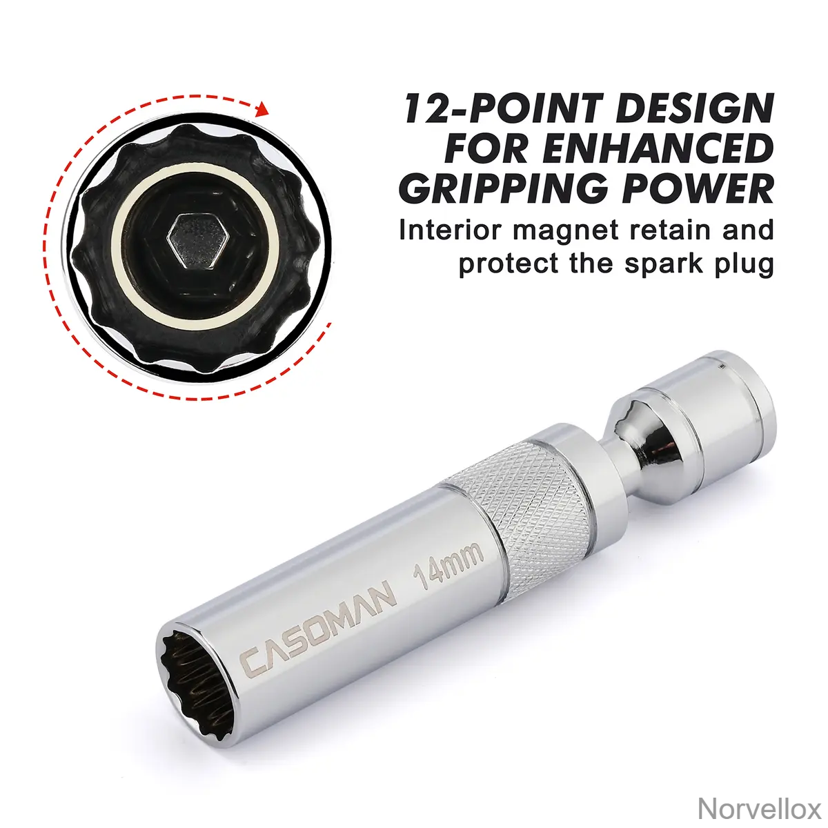 6PCS Magnetic Swivel Spark Plug Socket Set – Thin Wall 3/8" Drive, 12-Point CR-V Steel Sockets